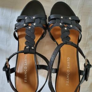 Franco Sarto Black Wedge Heels 7.5